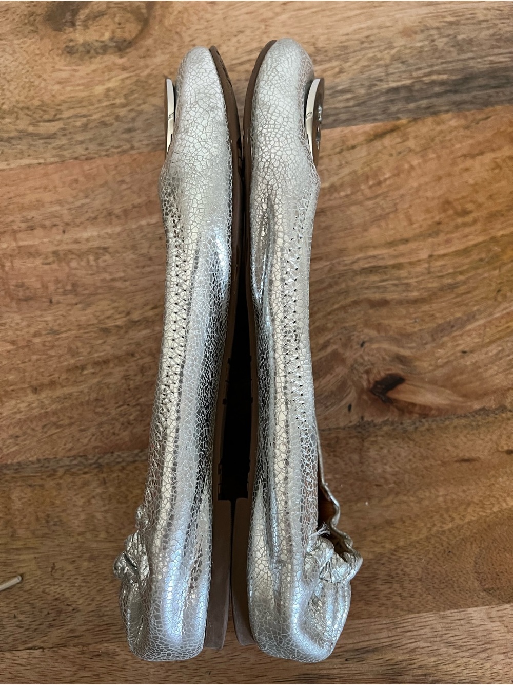 Tory Burch Reva Silver Leather Flats Size 8M - Picture 7 of 13